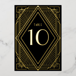 Art Deco Diamond Black Gold Wedding Tischnummer