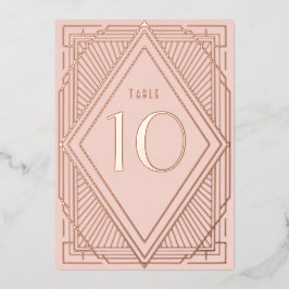 Art Deco Diamond Blush Hochzeitsstimmung Tischnumm Folieneinladung