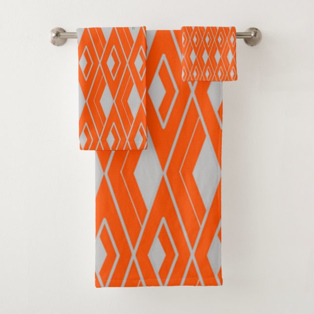 Art Deco Diamond Shapes Badhandtuch Set (Insitu)
