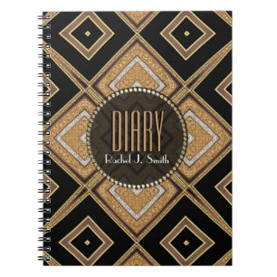 Art Déco Diamonds Black Gold Carnet de journal