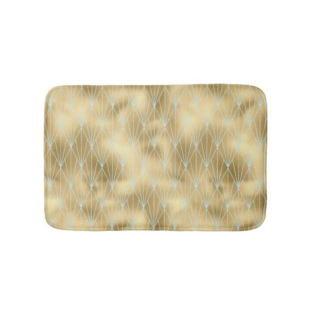 Art Deco Diamonds Muster 2, Gold & Aquamarine Bath Badematte (Vorderseite)