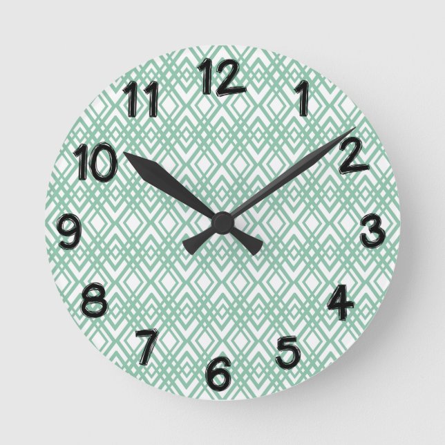 Art Deco Diamonds Runde Wanduhr (Vorderseite)