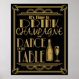 Art Déco Die Zeit, Champagner zu trinken Poster
