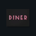 Art Deco Diner Sign Leinwanddruck<br><div class="desc">Art Deco Diner Sign Dieses Diner Schild in Weiß, Rot und Schwarz ist ein perfektes Accessoire für Ihr stilvolles Haus. Art Deco war eine Pastiche von vielen verschiedenen Stilen, manchmal widersprüchlich, geeint durch den Wunsch, im frühen neunzehnten Jahrhundert modern zu sein. Es zeichnet sich durch kühne, geometrische Formen und helle...</div>