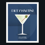 Art Deco Dirty Martini Poster<br><div class="desc">Diese Dirty Martini-Abbildung ist Teil der Classic Cocktail Collection. Gezeichnet in einem Art Deko Stil mit den grundlegenden Rezepten für die Erstellung des Cocktails.</div>