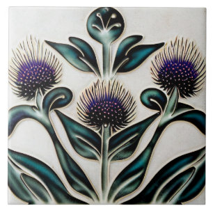 Art Deco Distel Wanddekoration Art Nouveau Keramik Fliese
