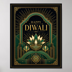 Art Deco Diya Diwali Kunstprint Poster