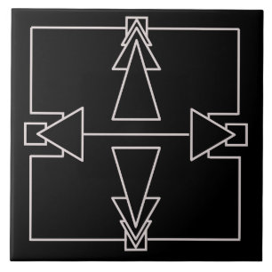 Art Deco Doppelarrow Tile Silver und Black Fliese