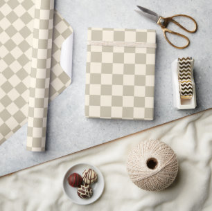 Art Deco Doppeldecker Karo - Khaki-Karo. Geschenkpapier