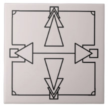 Art Deco Double Arrow auf Black und Silver Tile