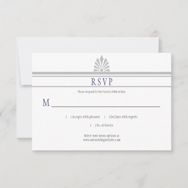 Art Deco Dove Grau und Lila UAWG | RSVP Karte (Vorderseite)