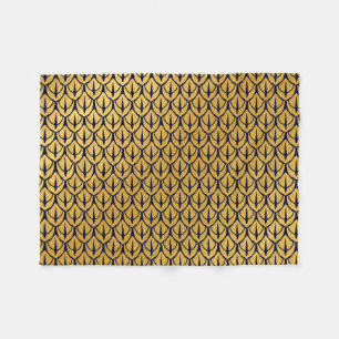 Art Deco Drachen-Schuppen - Blaue und goldene Schu Fleecedecke