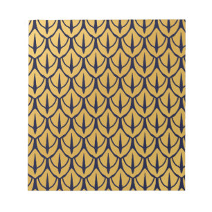 Art Deco Drachen-Schuppen - Blaue und goldene Schu Notizblock
