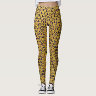 Art Deco-Drachenschuppen - Blaue und goldene Schup Leggings