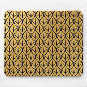 Art Deco-Drachenschuppen - Blaue und goldene Schup Mousepad