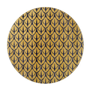 Art Deco-Drachenschuppen - Blaue und goldene Schup Schneidebrett
