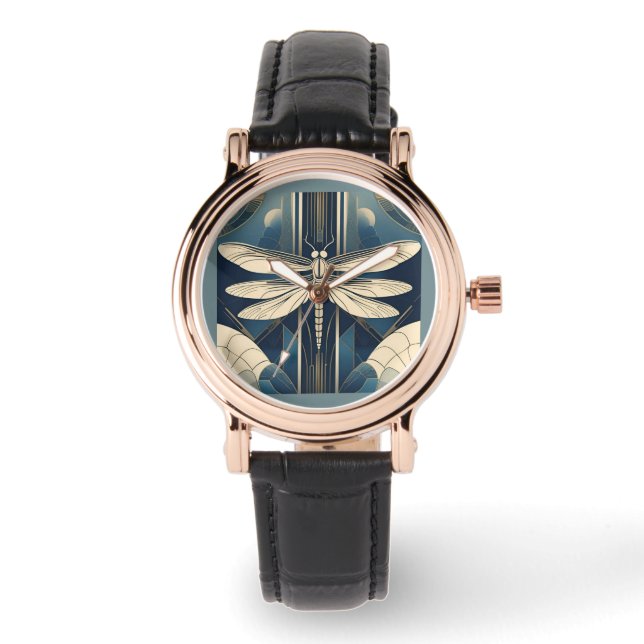 Art Deco Dragonfly eWatch Armbanduhr (Vorderseite)