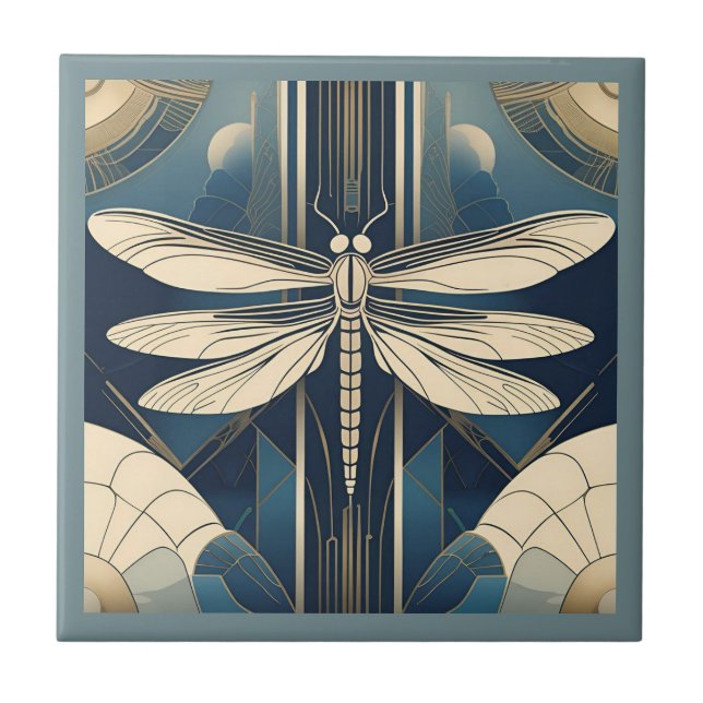Art Deco Dragonfly Fliese (Vorderseite)