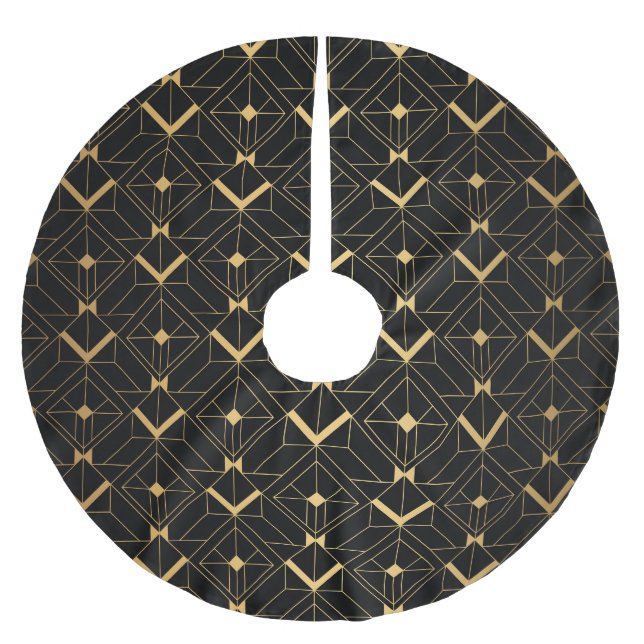 Art Deco Dreieck: Luxus-Muster. Polyester Weihnachtsbaumdecke (Vorderseite)