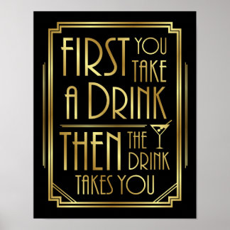 Art Déco DRINK signieren Poster