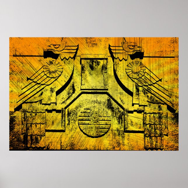 Art Deco Eagle Grunge Poster (Vorne)