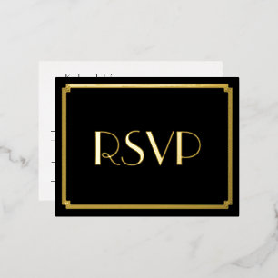Art Deco Echtgoldfolie Hochzeit RSVP Postkarten