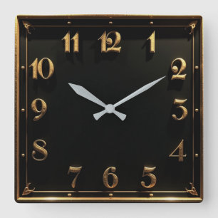 Art Deco Einfach Schwarz Quadratische Wanduhr