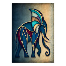 Art Deco Elefant Abstrakte Geometrische Tierwand A