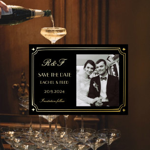 Art Deco Elegant Black Gold 20 Folieneinladung