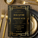 Art Deco Elegant Classic Gold Frame Black Wedding Einladung<br><div class="desc">*NON FOIL* Looking for a luxurious and elegant vintage wedding invitation that exudes the classic Art Deco style of the Great Gatsby era? Look no further than our original design, featuring a beautiful faux gold vintage with a hint of modern frame on a chic black background. Please note that while...</div>