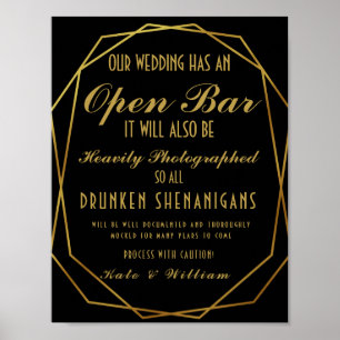 Art déco élégant Gold & Black Open Bar