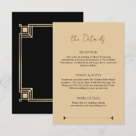 Art Deco Elegant Gold Frame Wedding Details Begleitkarte