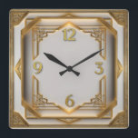 Art Deco Elegant Gold Quadratische Wanduhr<br><div class="desc">Great clock design. You will love it like others. Be free to use this design for other product you like or to customize and add your text. Follow me for more. Thank you. Have a nice day.</div>