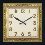 Art Deco Elegant Gold Quadratische Wanduhr<br><div class="desc">Great clock design. You will love it like others. Be free to use this design for other product you like or to customize and add your text. Follow me for more. Thank you. Have a nice day.</div>