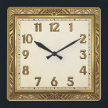 Art Deco Elegant Gold Quadratische Wanduhr<br><div class="desc">Great clock design. You will love it like others. Be free to use this design for other product you like or to customize and add your text. Follow me for more. Thank you. Have a nice day.</div>