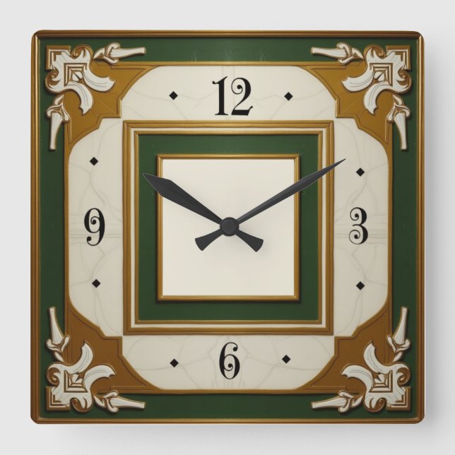 Art Deco Elegant Quadratische Wanduhr (Vorderseite)