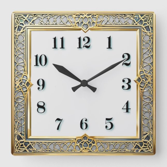 Art Deco Elegant Quadratische Wanduhr (Vorderseite)