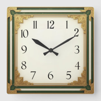 Art Deco Elegant Quadratische Wanduhr