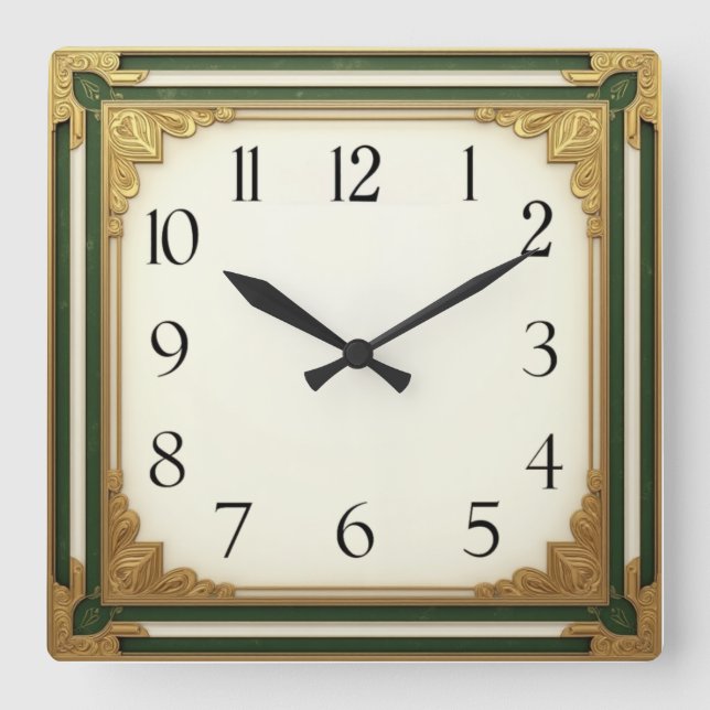 Art Deco Elegant Quadratische Wanduhr (Vorderseite)