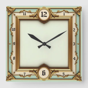 Art Deco Elegant  Quadratische Wanduhr
