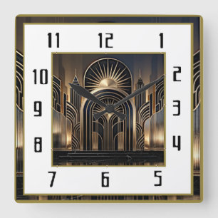 Art Deco Elegant Quadratische Wanduhr