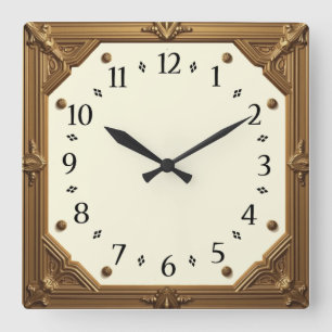 Art Deco Elegant Quadratische Wanduhr