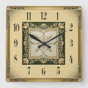 Art Deco Elegant Quadratische Wanduhr