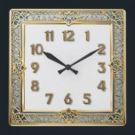 Art Deco Elegant Quadratische Wanduhr<br><div class="desc">Great clock design. You will love it like others. Be free to use this design for other product you like or to customize and add your text. Follow me for more. Thank you. Have a nice day.</div>