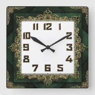 Art Deco Elegant Quadratische Wanduhr