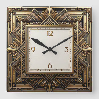 Art Deco Elegant Quadratische Wanduhr
