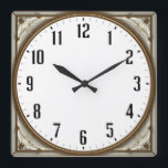Art Deco Elegant Quadratische Wanduhr<br><div class="desc">Great clock design. You will love it like others. Be free to use this design for other product you like or to customize and add your text. Follow me for more. Thank you. Have a nice day.</div>