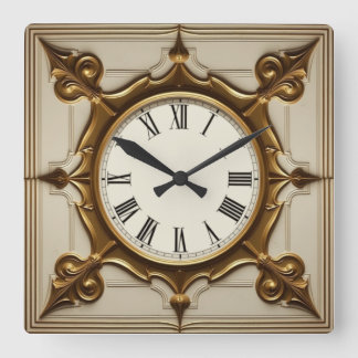 Art Deco Elegant Quadratische Wanduhr