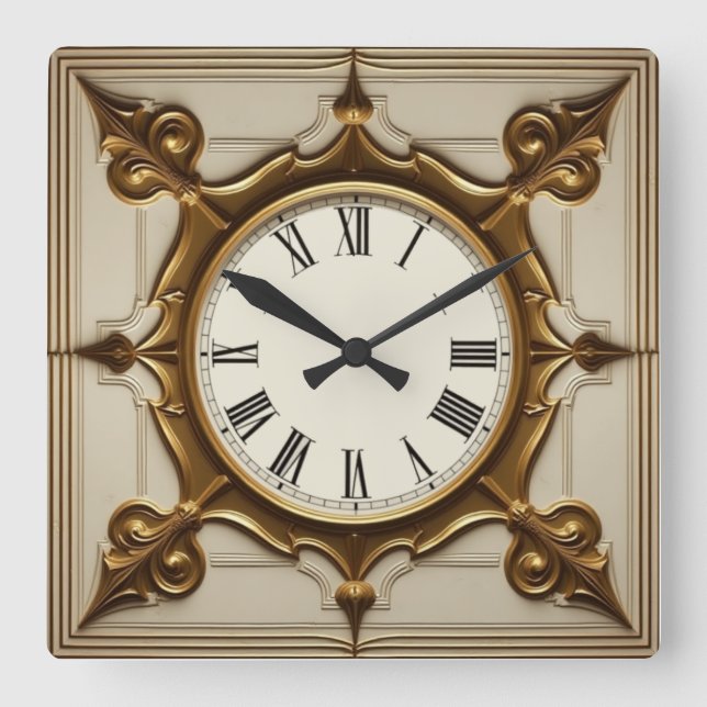 Art Deco Elegant Quadratische Wanduhr (Vorderseite)