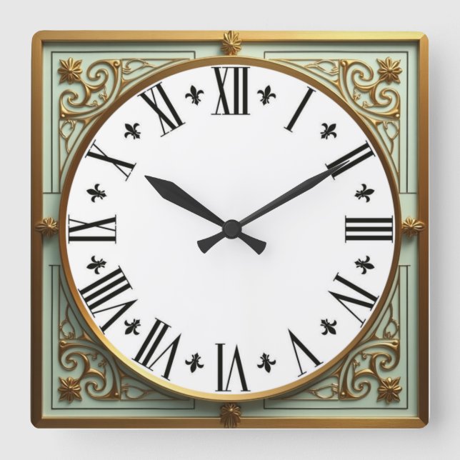 Art Deco Elegant Quadratische Wanduhr (Vorderseite)